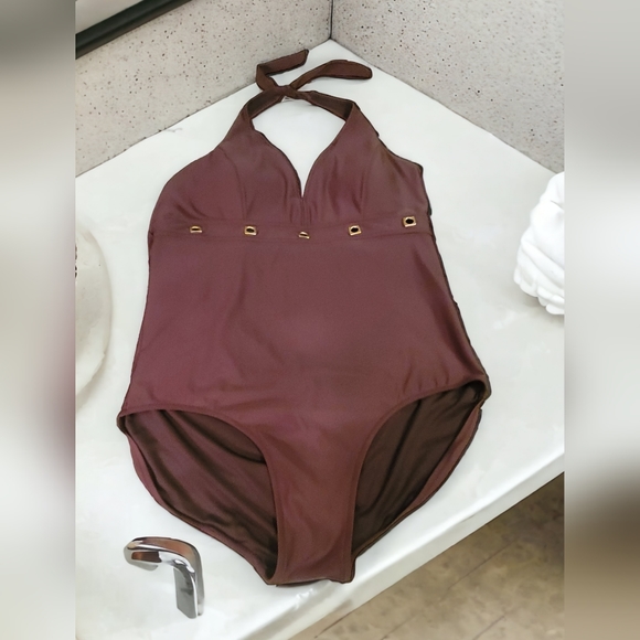 Halter style bathing suit brown size 3x - Picture 2 of 10
